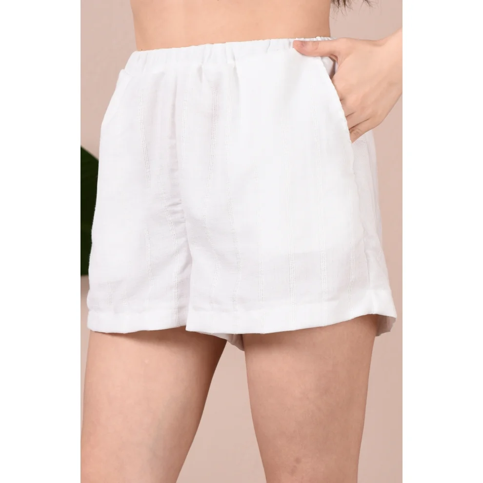 Pinuts - Woven Striped Linen Blend Shorts