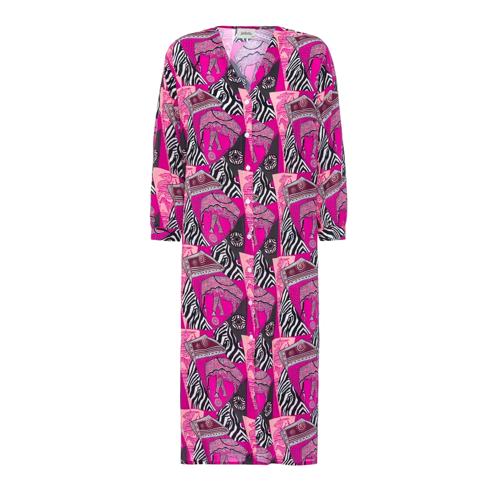 Jade and Mate	 - Pink Zebra Buttoned Tunic