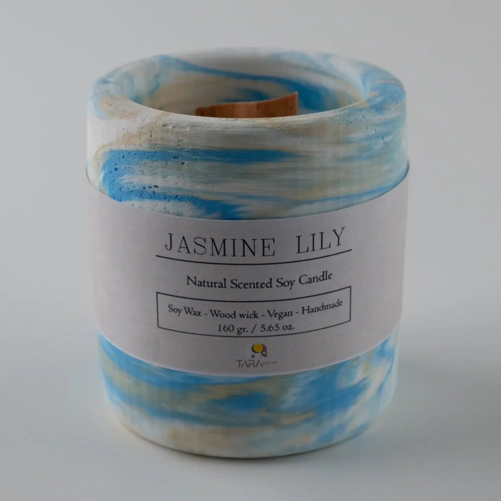 Tara Design - Jasmine Lily Courage Soy Wax Candle Aquamarine