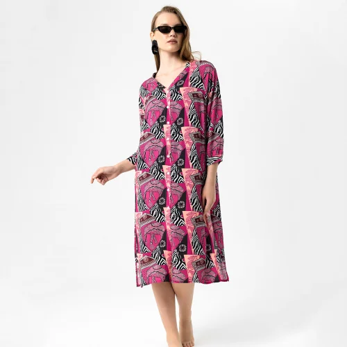 Jade and Mate	 - Pink Zebra Buttoned Tunic