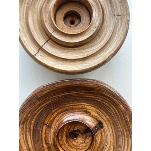 Kabuk Woodworks - Yinyang Candleholder Set Of 2