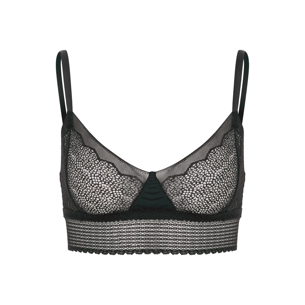 Aperte - Mesh Dantel Bralet Siyah M