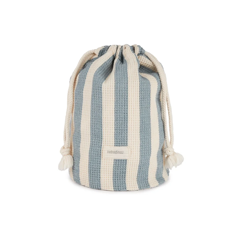 Nobodinoz - Portofino Waterproof Beach Pouch, Blue Stripes