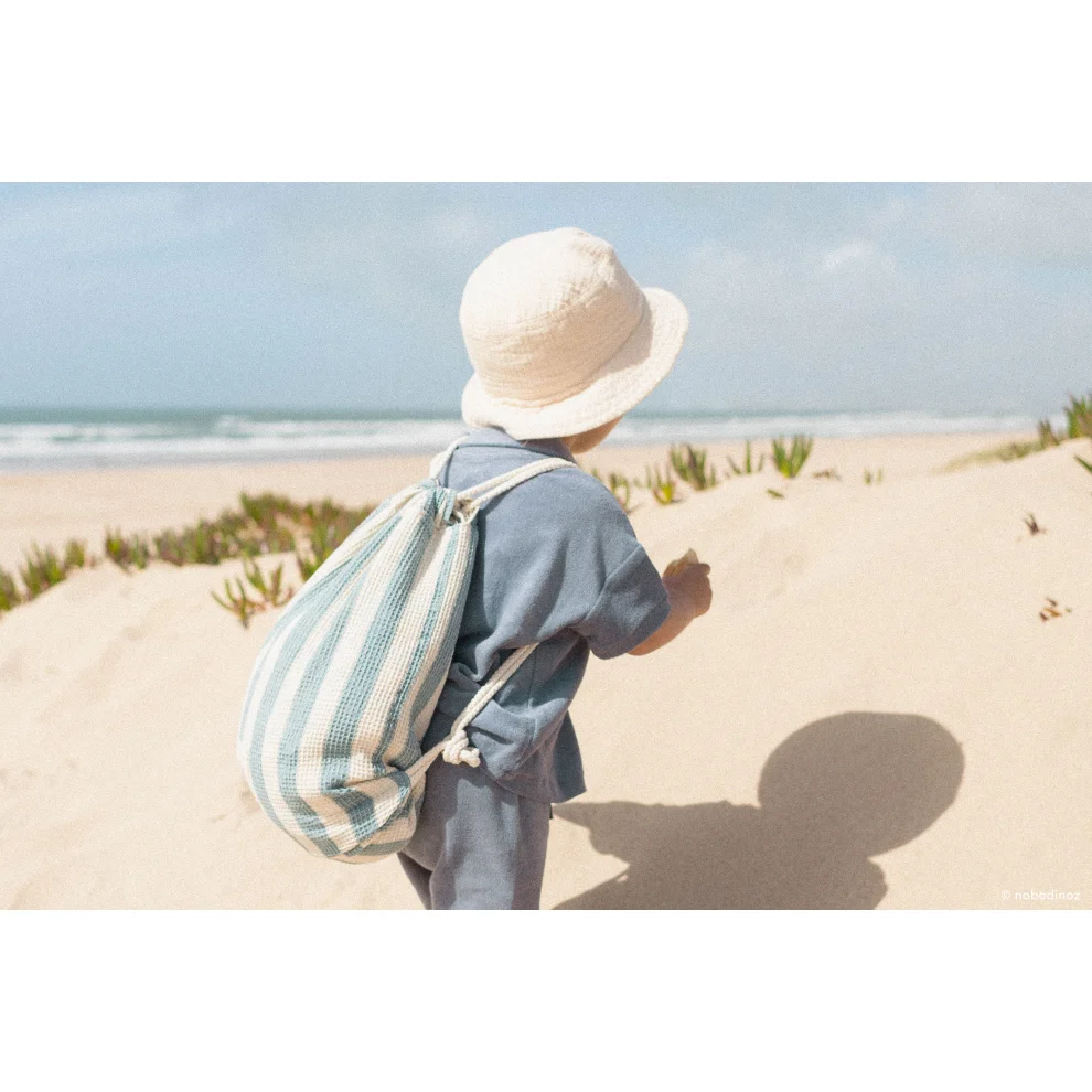 Nobodinoz - Portofino Beach Owel Bag, Blue Stripes