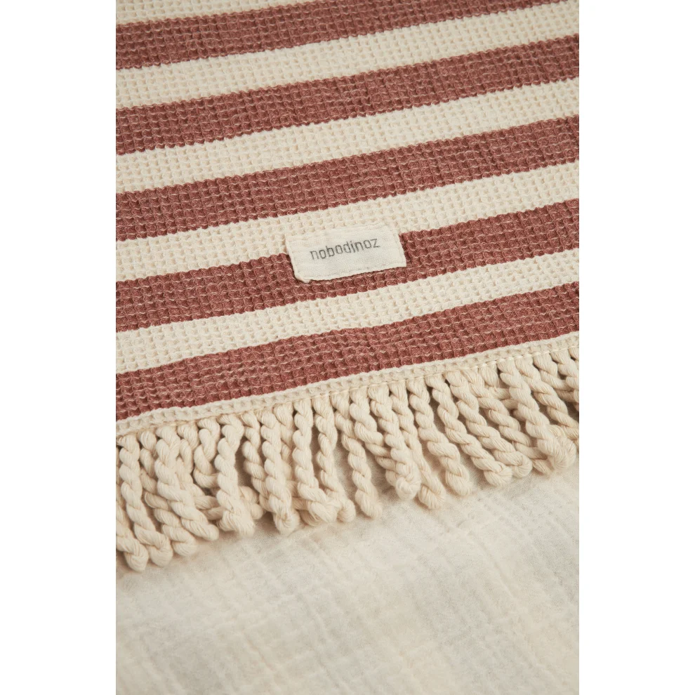 Nobodinoz - Portofino Beach Towel, Rusty Red Stripes