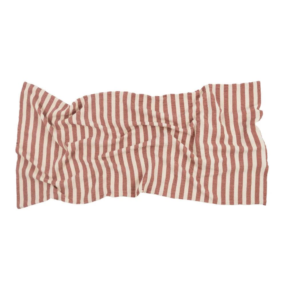 Nobodinoz - Portofino Beach Towel Bag, Rusty Red Stripes