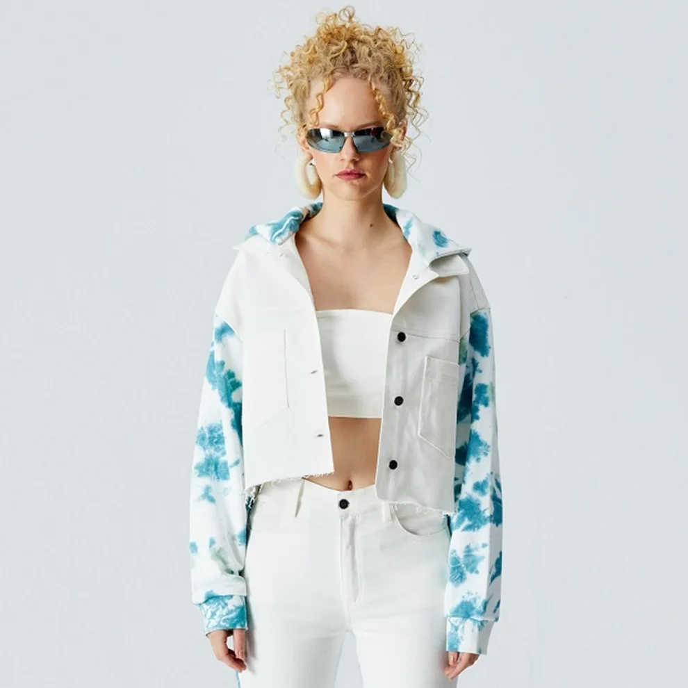 H and m outlet white denim jacket