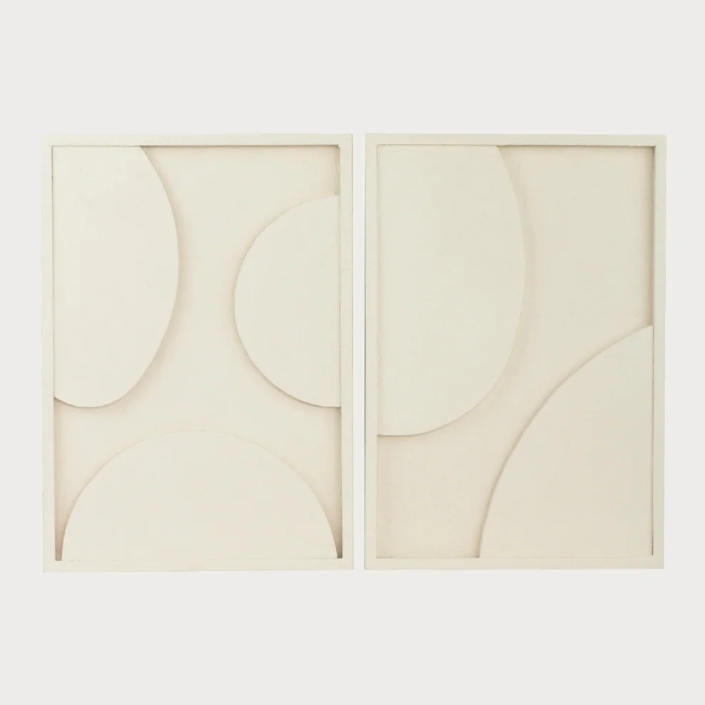 Beige - 2-pack Wooden Textured Abstract Painting