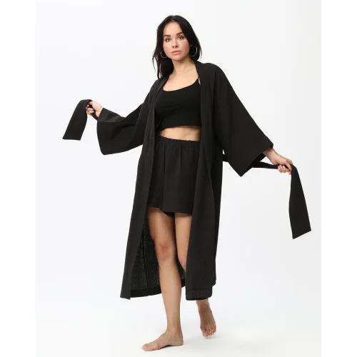 Pinuts - Cotton Long Oversize Unisex Kimono Short Set