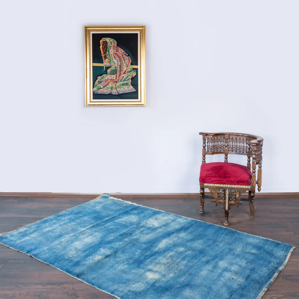 Soho Antiq - Bluish Abrajli Hand Woven Tulle Carpet 128x198cm