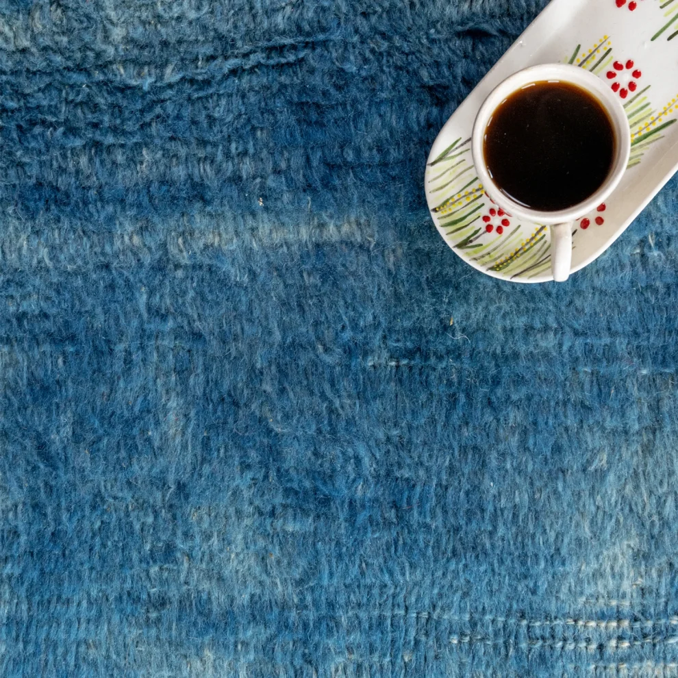 Soho Antiq - Bluish Abrajli Hand Woven Tulle Carpet 128x198cm