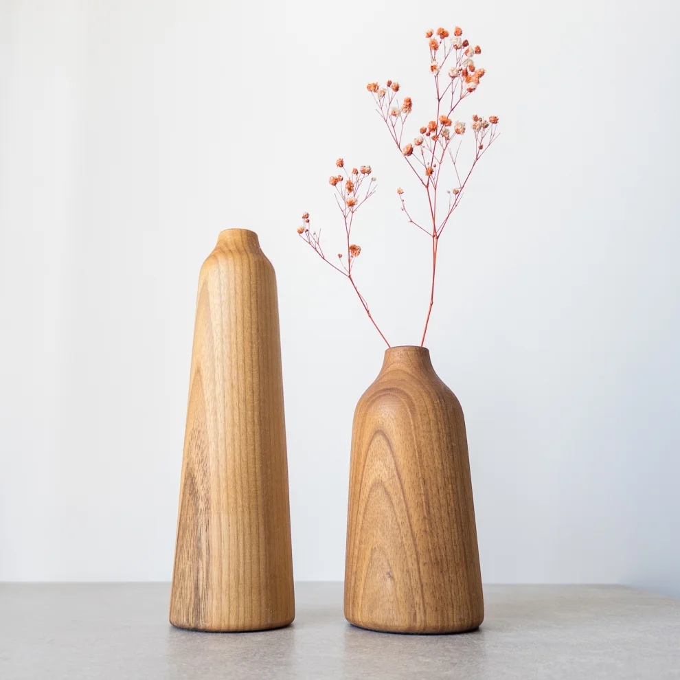 Foia - Line Wooden Vase Set Of 2