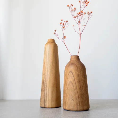 Foia - Line Wooden Vase Set Of 2