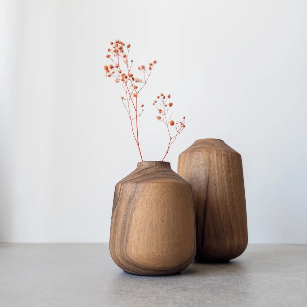 Foia - Orb Wooden Vase Set Of 2