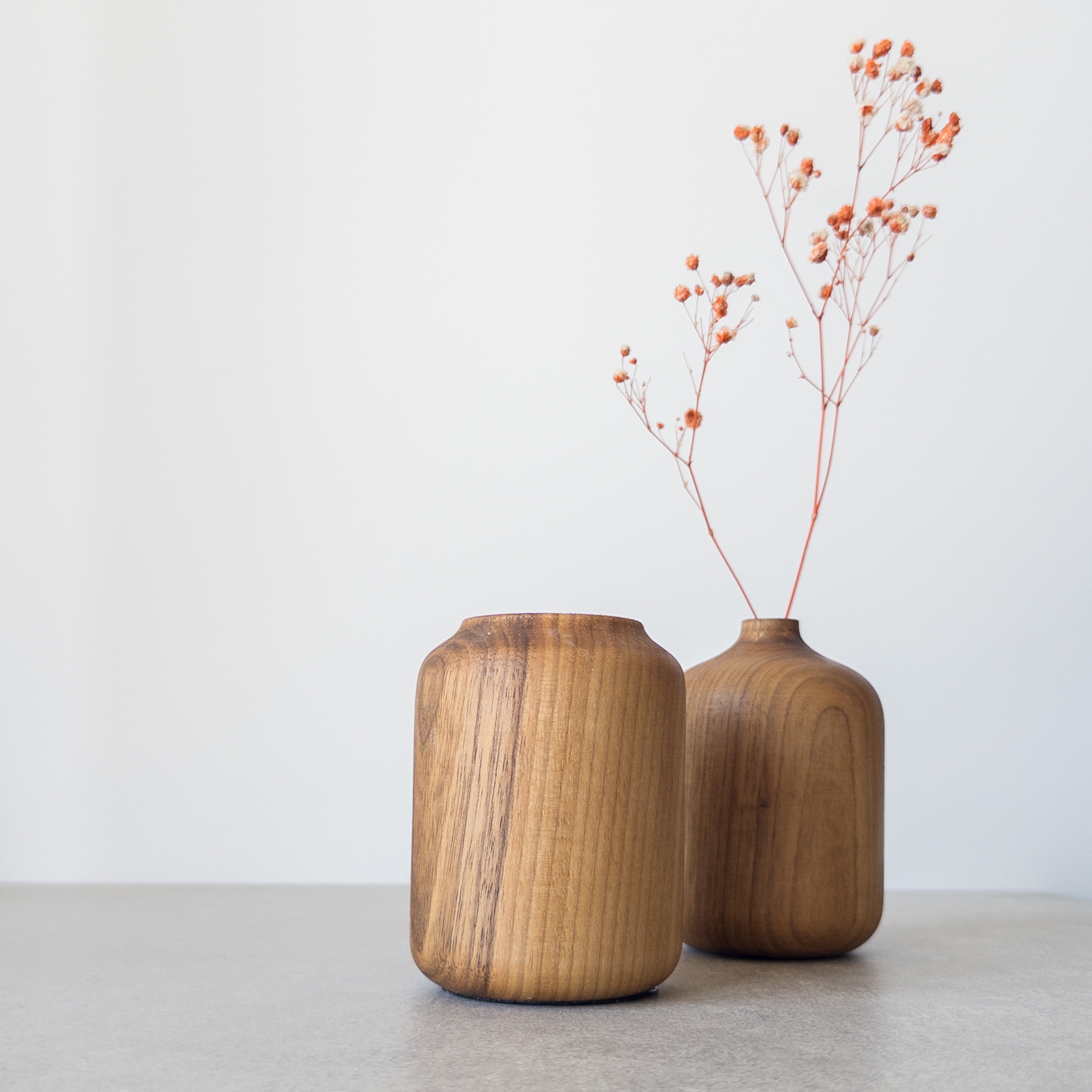 Twin Wooden Vase Set Of 2