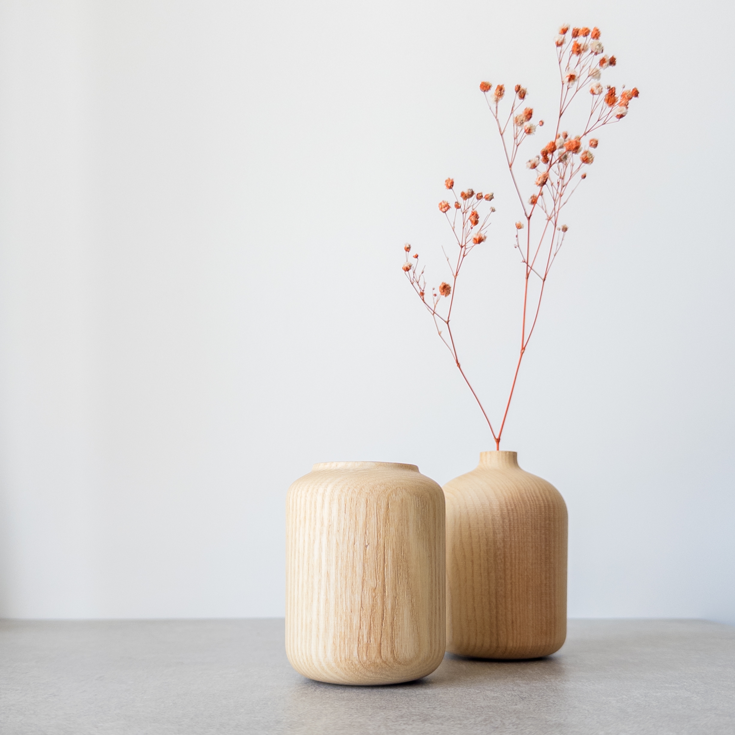 Twin Wooden Vase Set Of 2