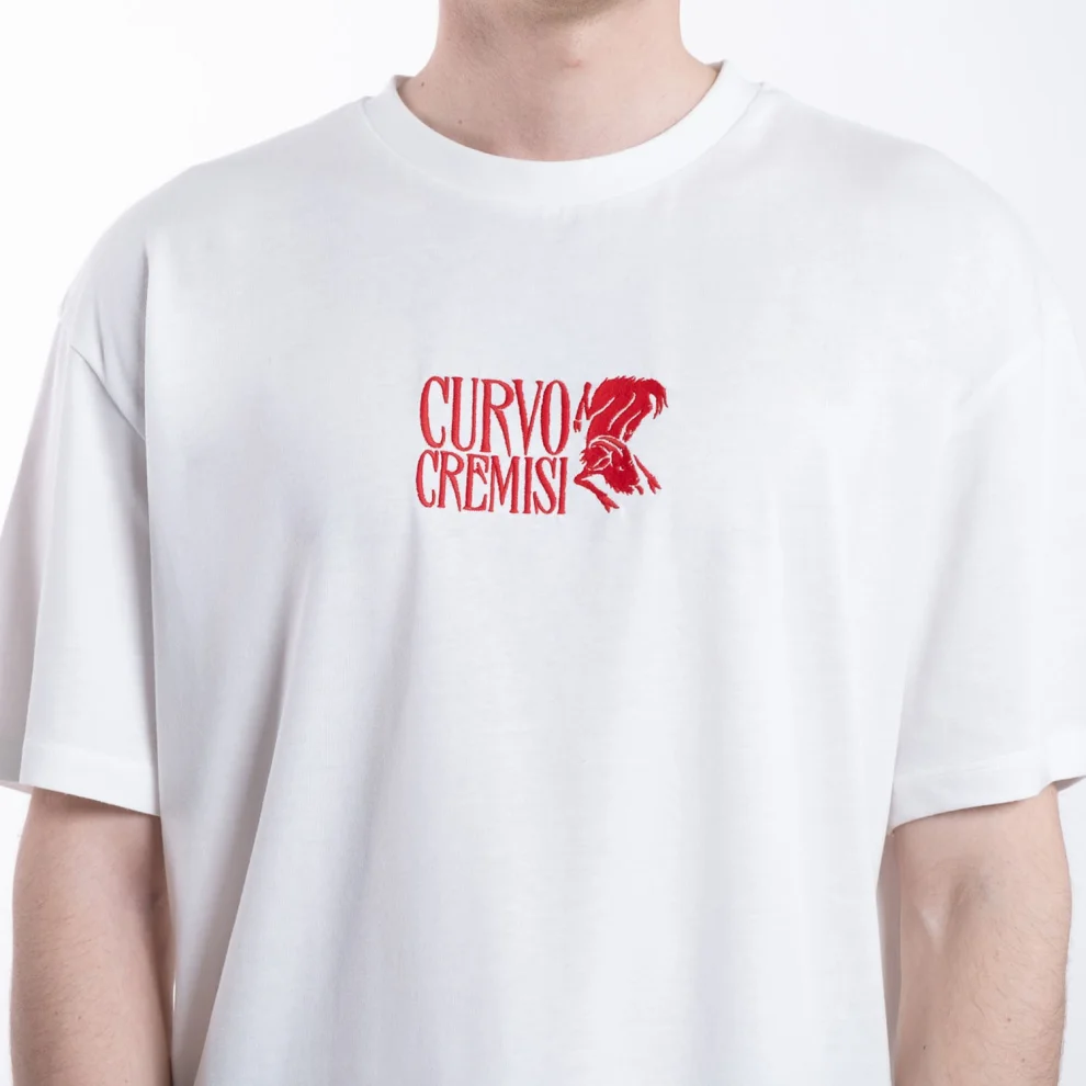 Curvo Cremisi - Oversize Embroidered Tshirt