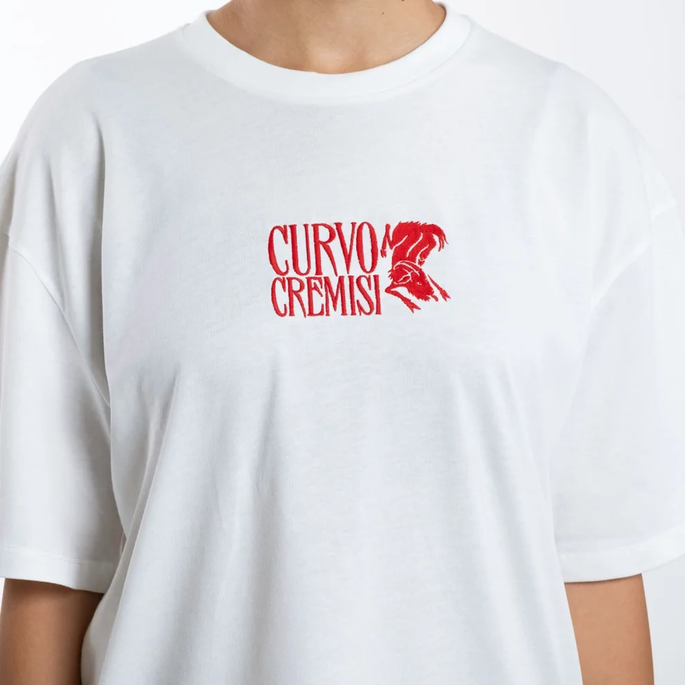 Curvo Cremisi - Oversized Embroidered Tshirt