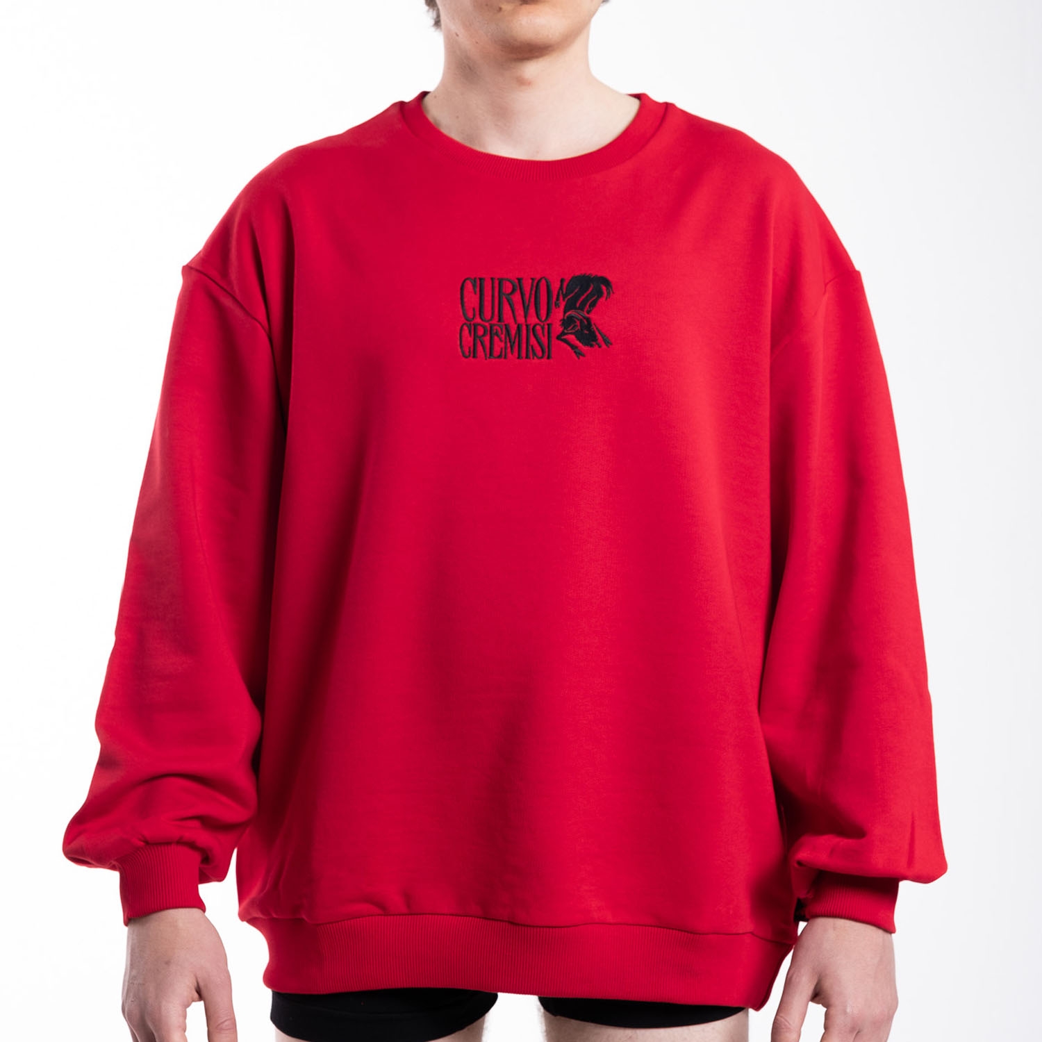 Oversize Nakışlı Kırmızı Sweatshirt