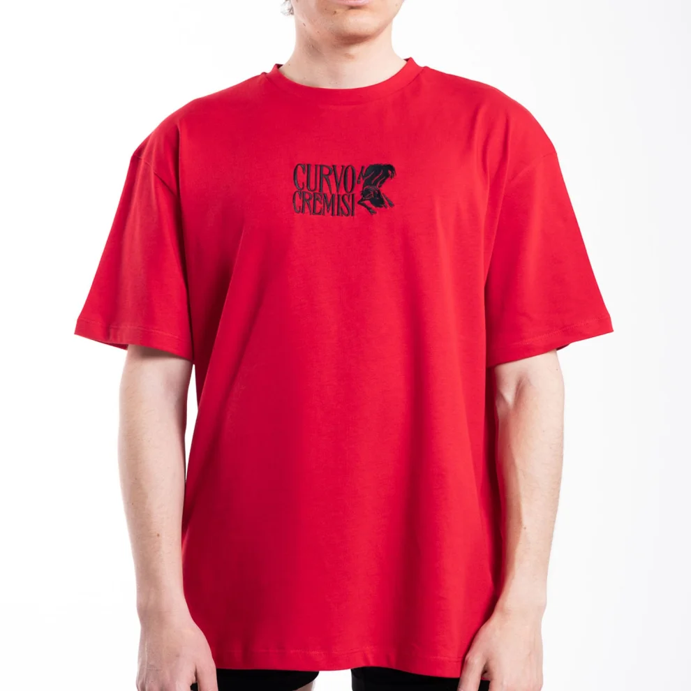 Curvo Cremisi - Oversize Embroidered Tshirt