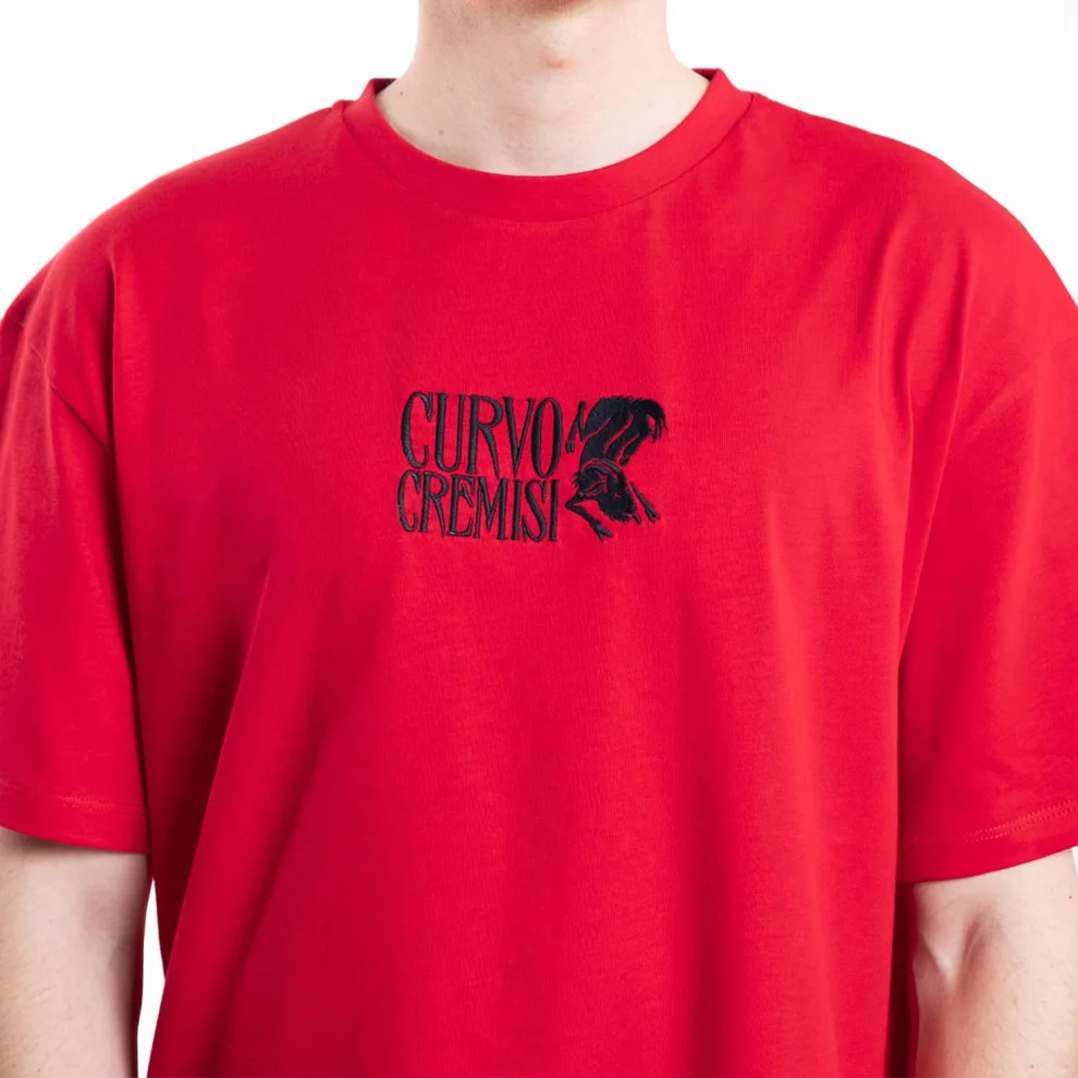 Curvo Cremisi - Oversize Embroidered Tshirt