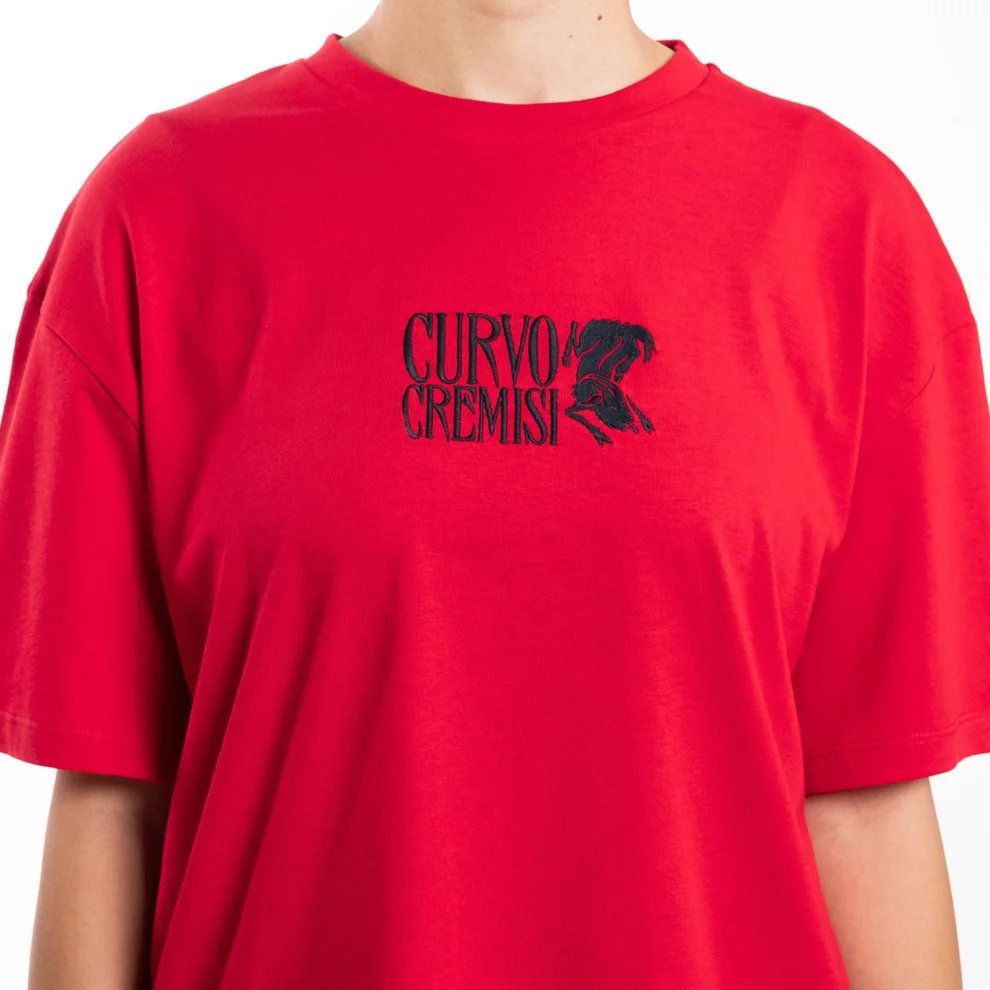 Curvo Cremisi - Oversized Embroidered Tshirt