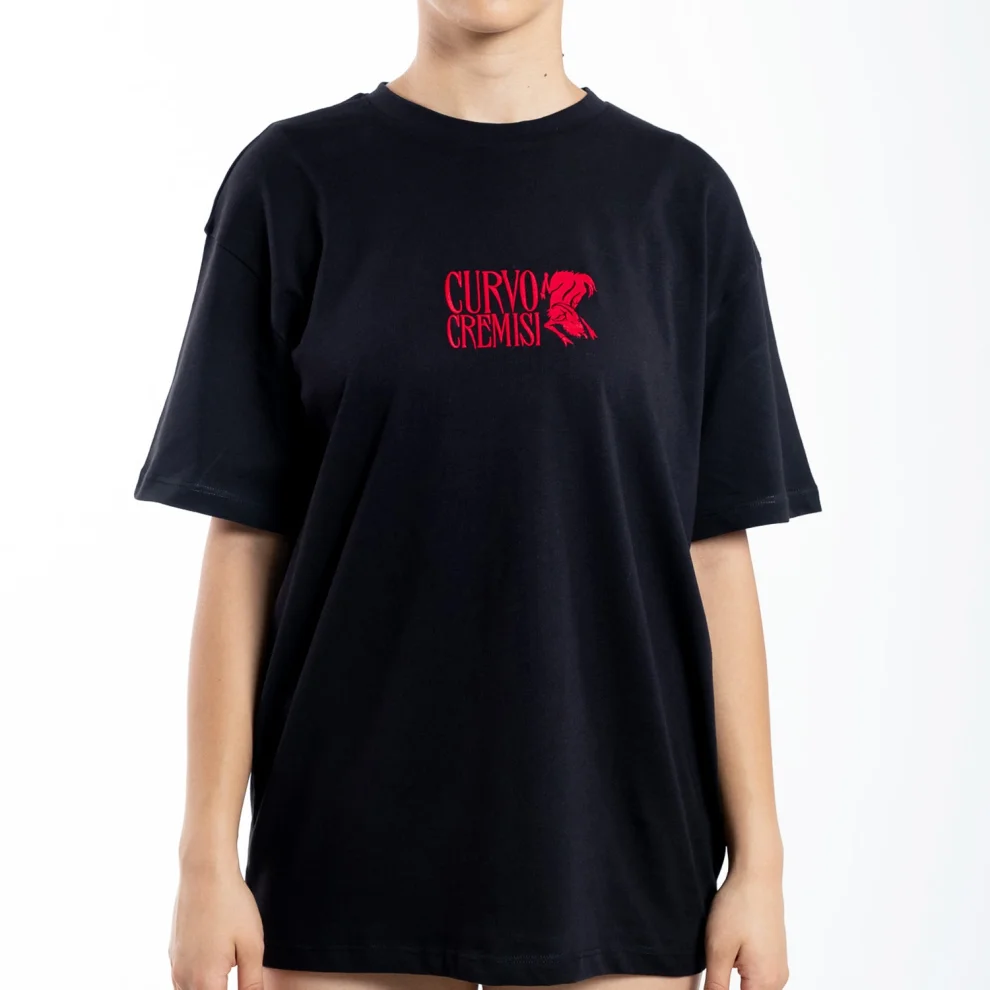 Curvo Cremisi - Oversized Embroidered Tshirt