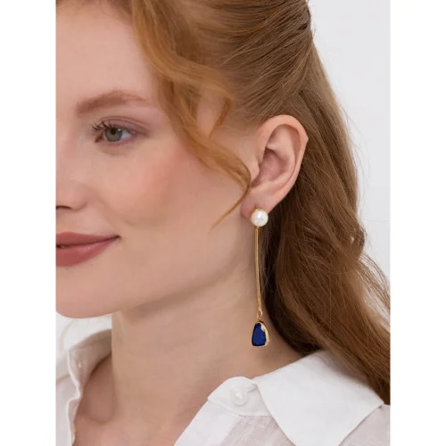 Linya Jewellery - Natural Lapis Pearl Earring