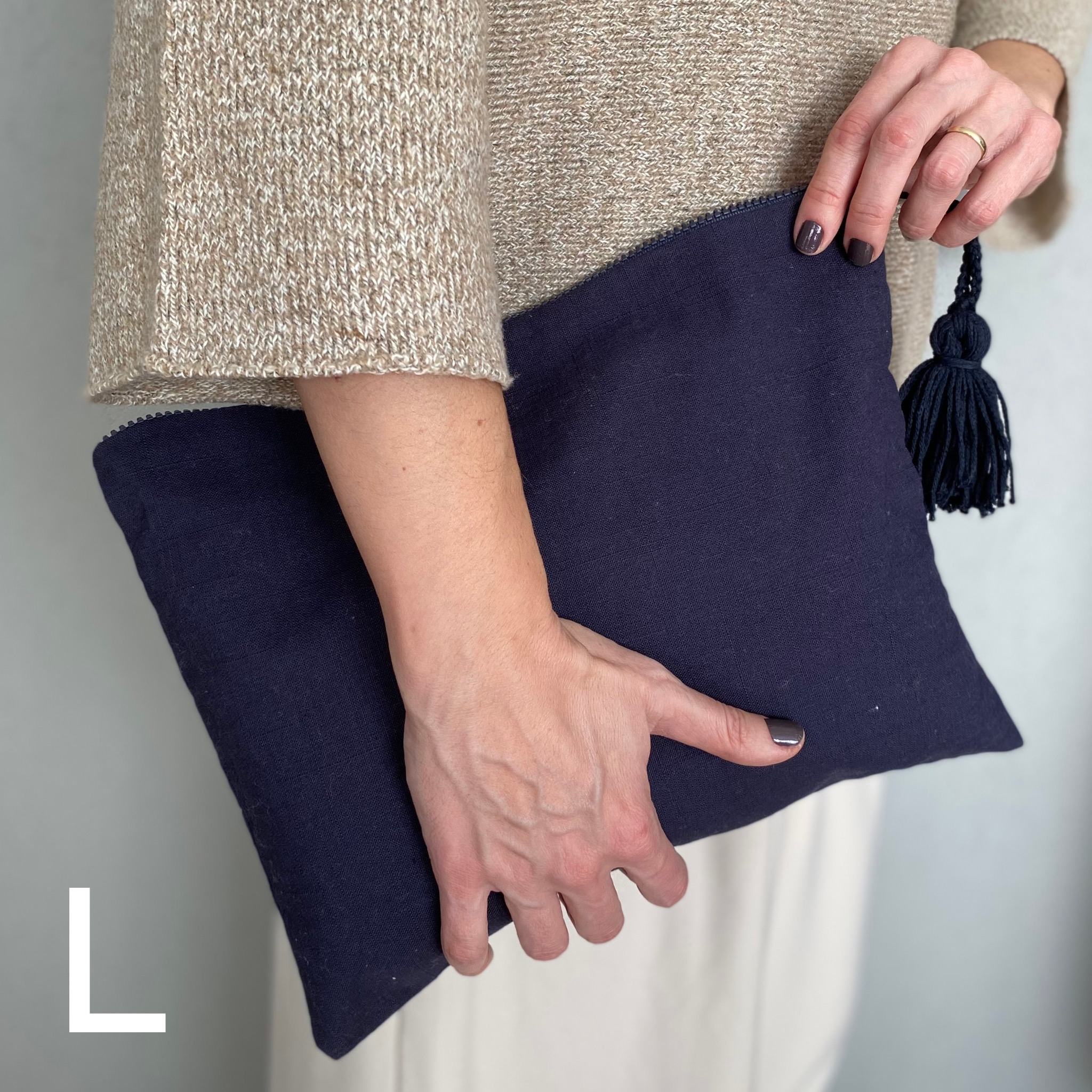 Dark navy suede clutch bag sale