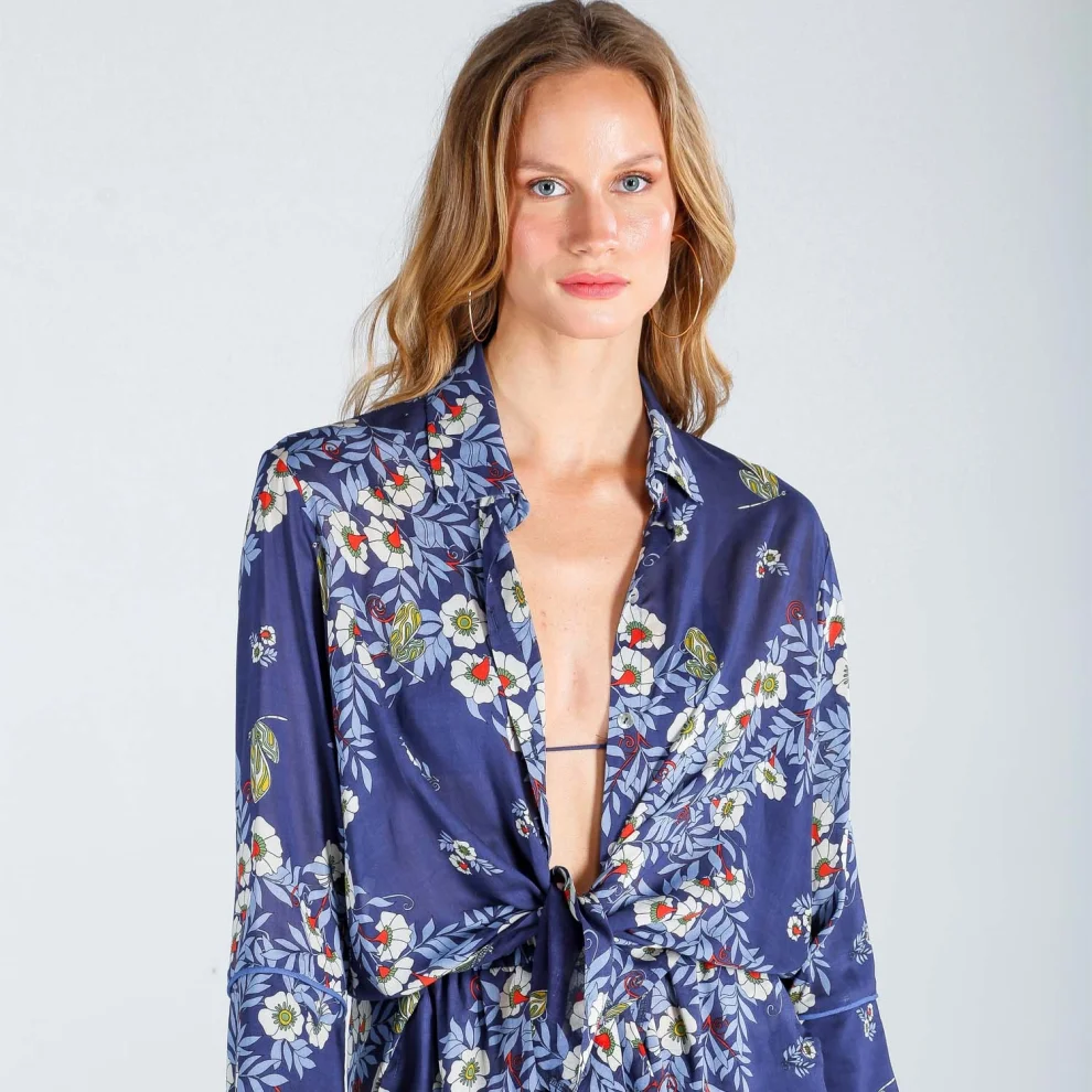 The Beach - Joy Flower Indigo Shirt