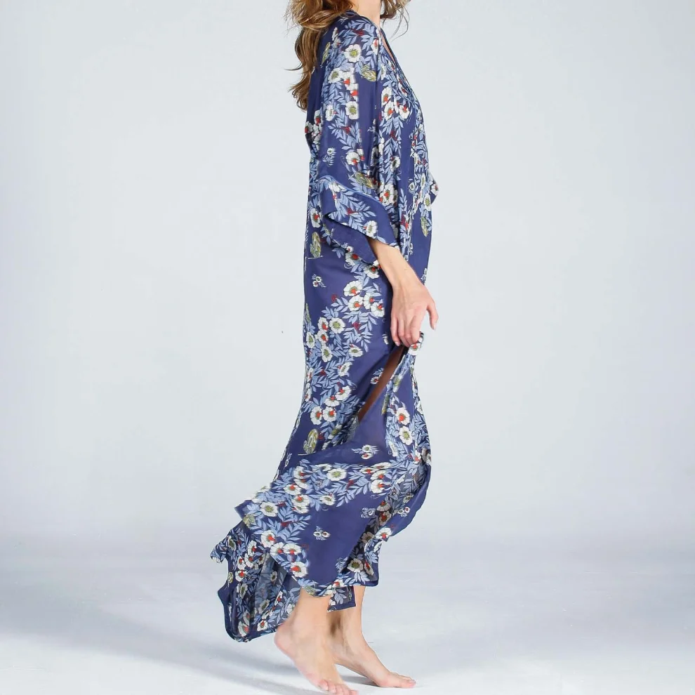 The Beach - Joy Flower Indigo Kaftan Dress