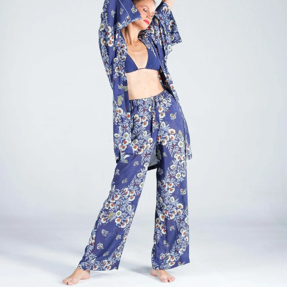 The Beach - Joy Flower Indigo Pants