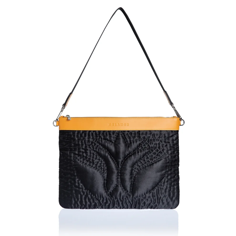 Black and orange online clutch bag