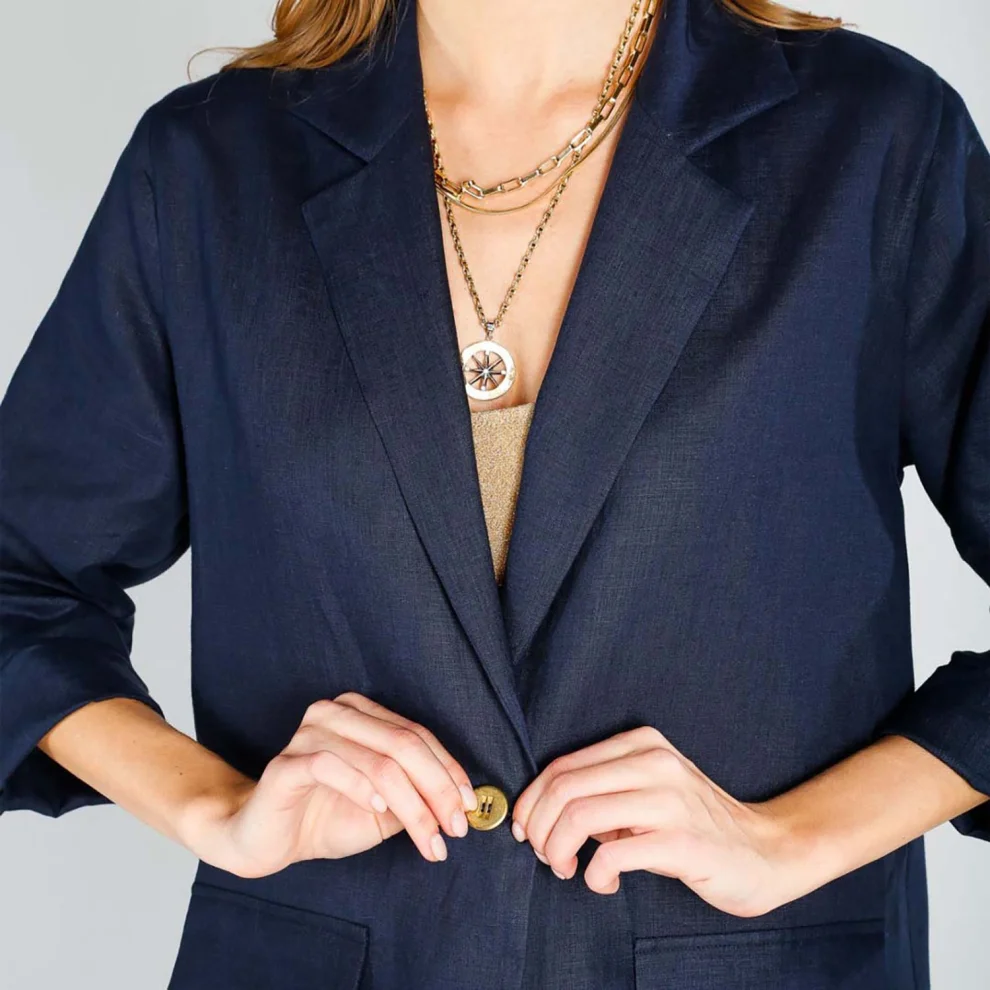 The Beach - Blazer Button Linen Jacket