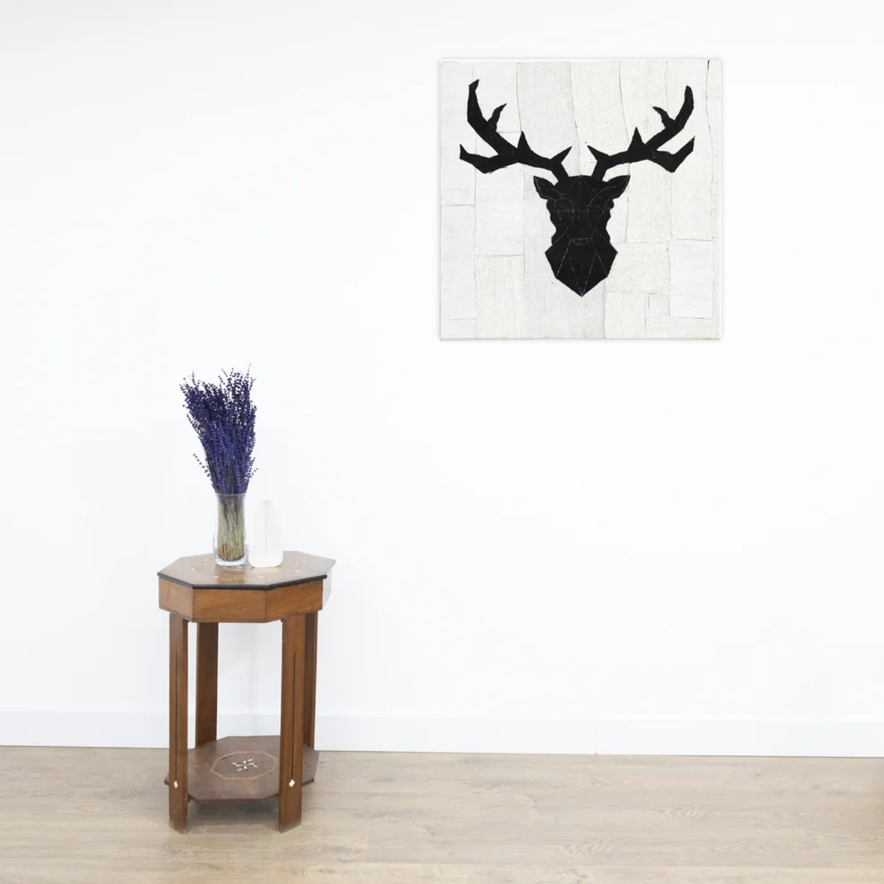 Soho Antiq - Nigora Deer Figured Handwoven Carpet Artwork 90x90 Cm