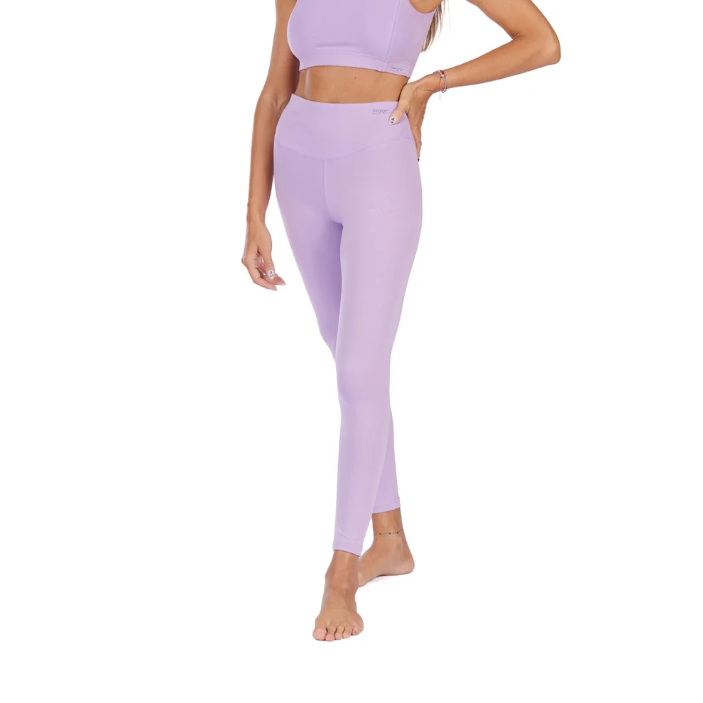 Nui Yoga - Diya - Organic Cotton High Waist Long Leggings Lila XS | hipicon