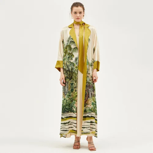 Pileamypilea - Moorea Jacquard Long Dressing Gown