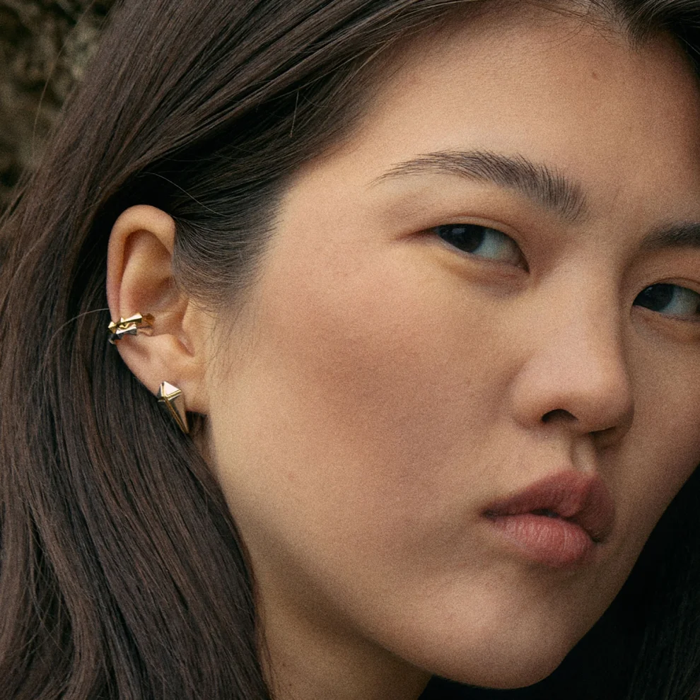 Mishka Jewelry - Blaze Mini Silver Earrings With Gold Detail