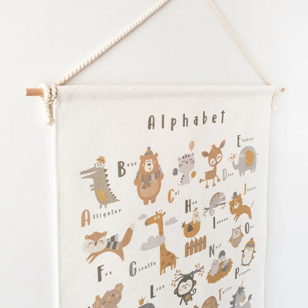 Jüppo - English Alphabet Wall Tapestry, Organic Natural Cotton