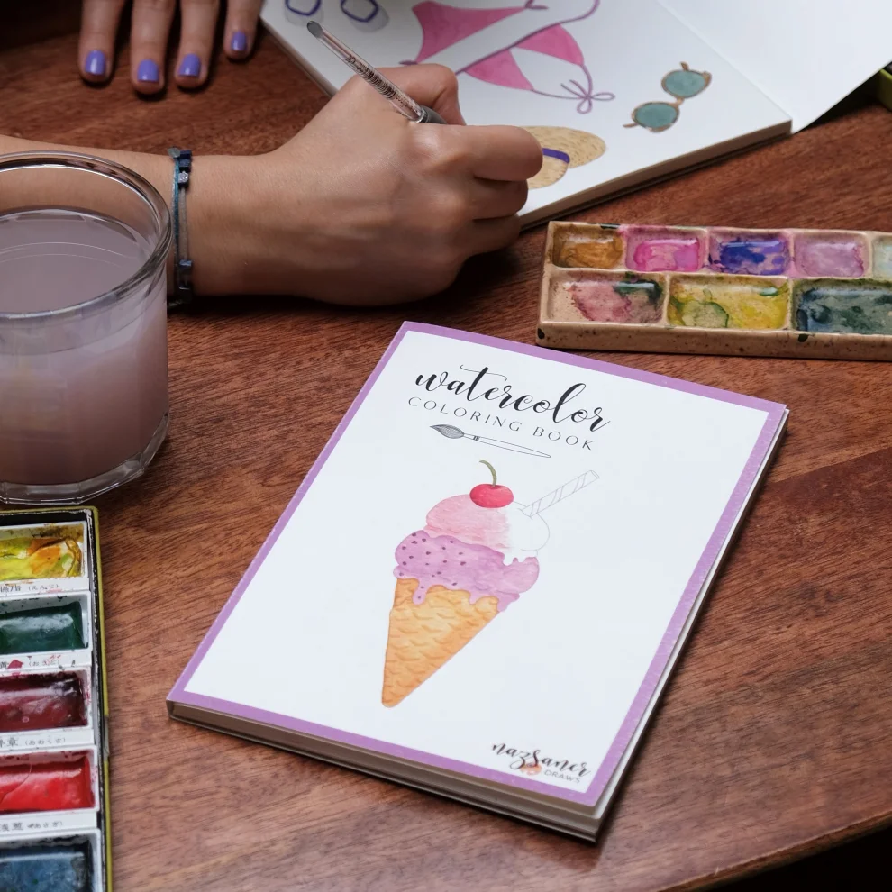 Naz Saner Draws - Watercolor Coloring Book | Summer