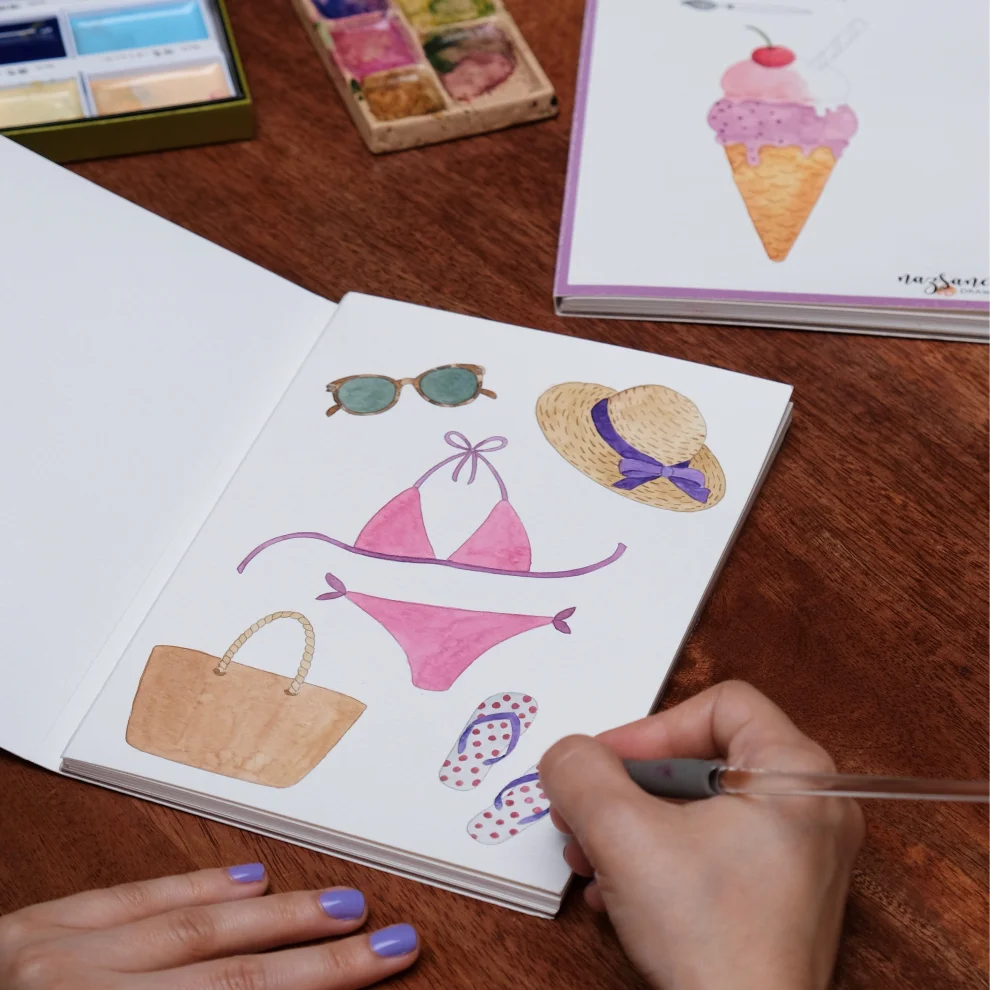 Naz Saner Draws - Watercolor Coloring Book | Summer