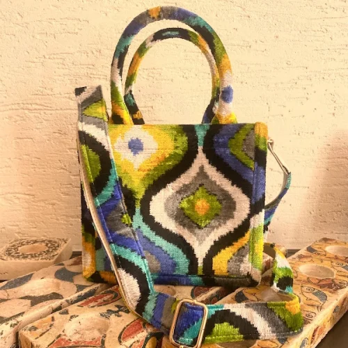Haane Design - Silk Velvet Ikat Clutch Bag