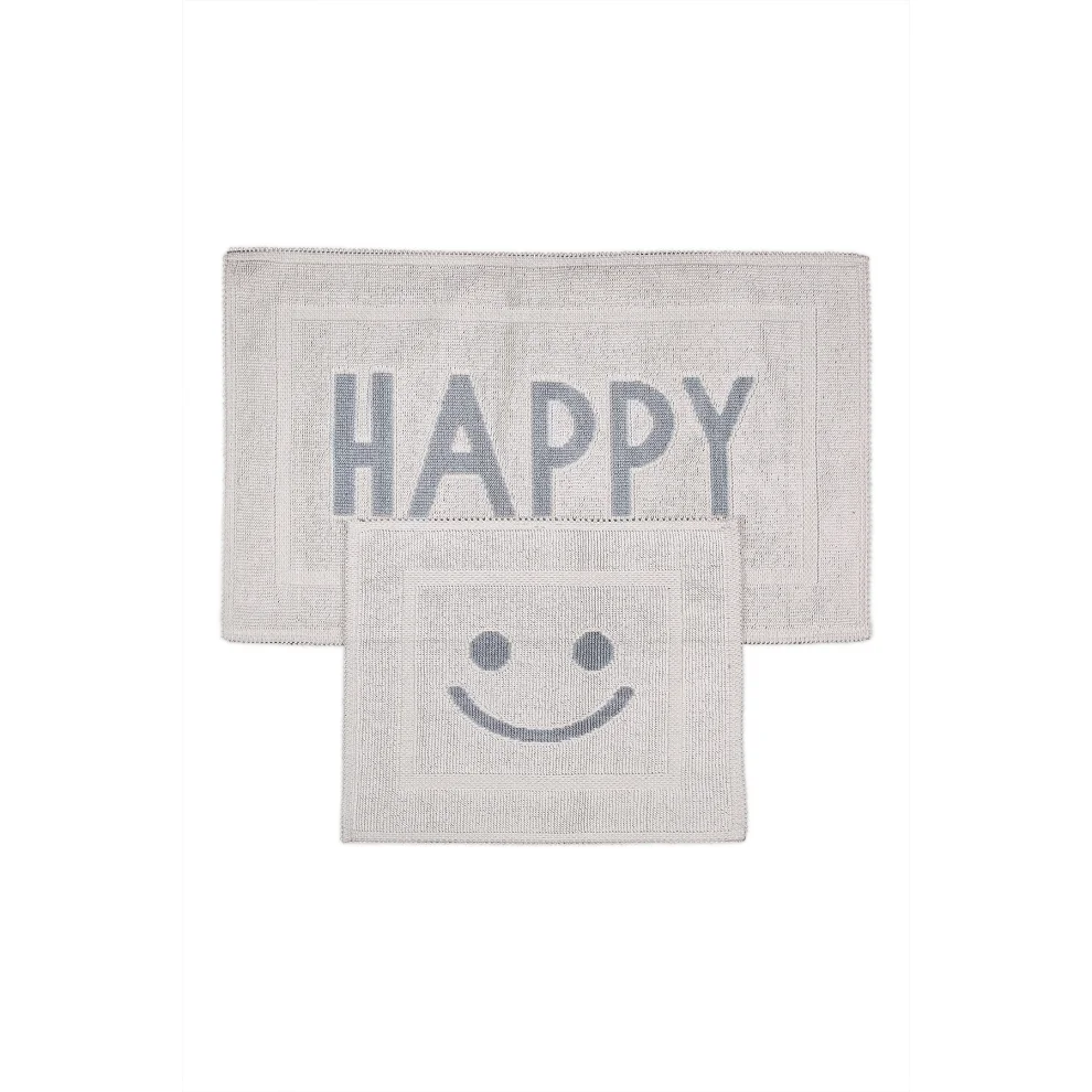 Bluenity - Happy Natural Cotton 2pcs Bathmat Set