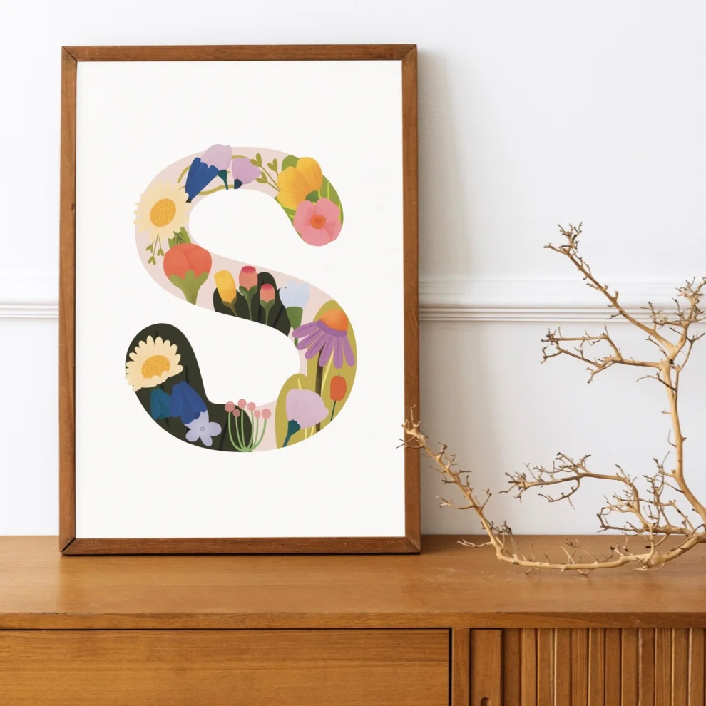 The Illustrationary - Flower Initial Art Print