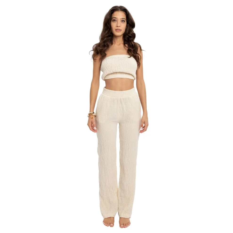 Husufi - Blaze Natural Crinkle Narrow Leg Pant