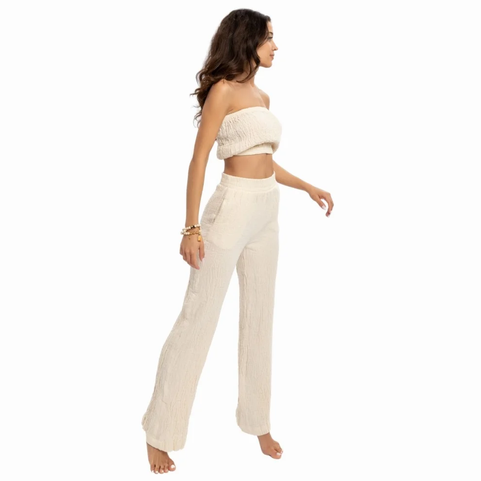 Husufi - Blaze Natural Crinkle Narrow Leg Pant