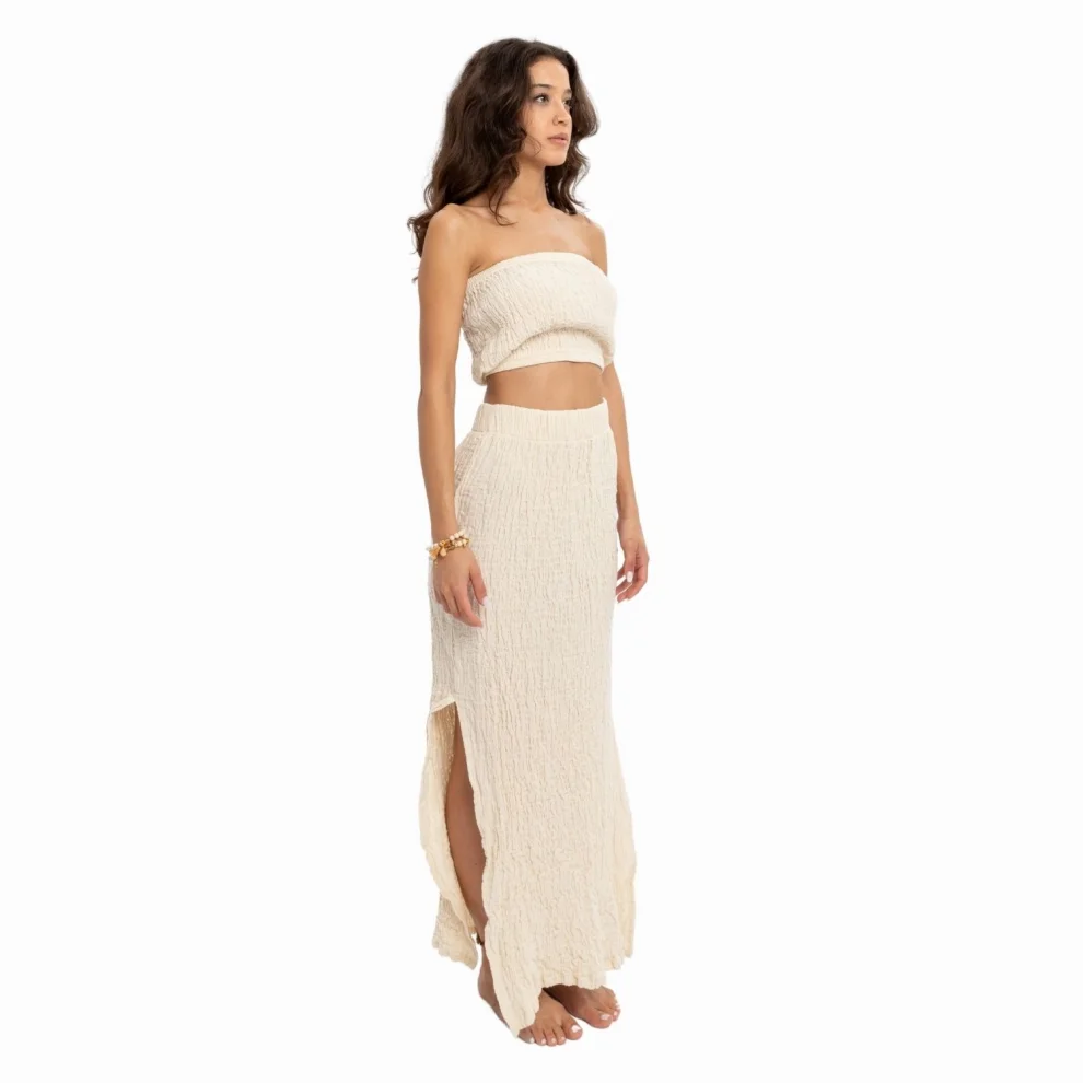 Husufi - Blaze Natural Crinkle Double Side Slit Skirt