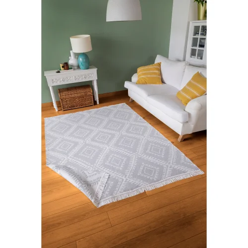Koza Home - Duo Woven Rug XL White-Silver | hipicon