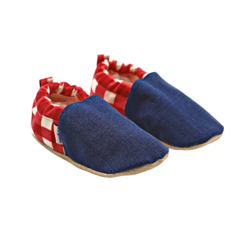 Morgedan - Baby Moccasins Denim Slippers Tartan