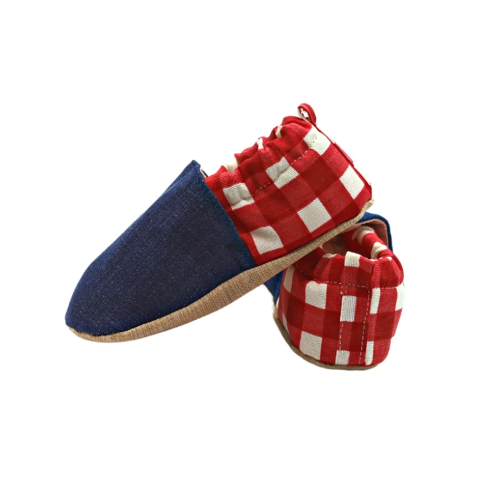 Morgedan - Baby Moccasins Denim Slippers Tartan